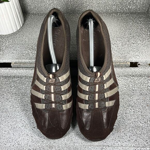 Sketchers Bikers Dream Come True Brown Leather Shoes Slip Ons Size 11 - Picture 2 of 7